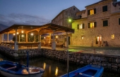 Restored historic building complex facing the bay of Kotor